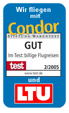 Wir fliegen nur mit Conder. Mit gut bewertet von Stiftung Warentest! Klick f�r Testbericht!